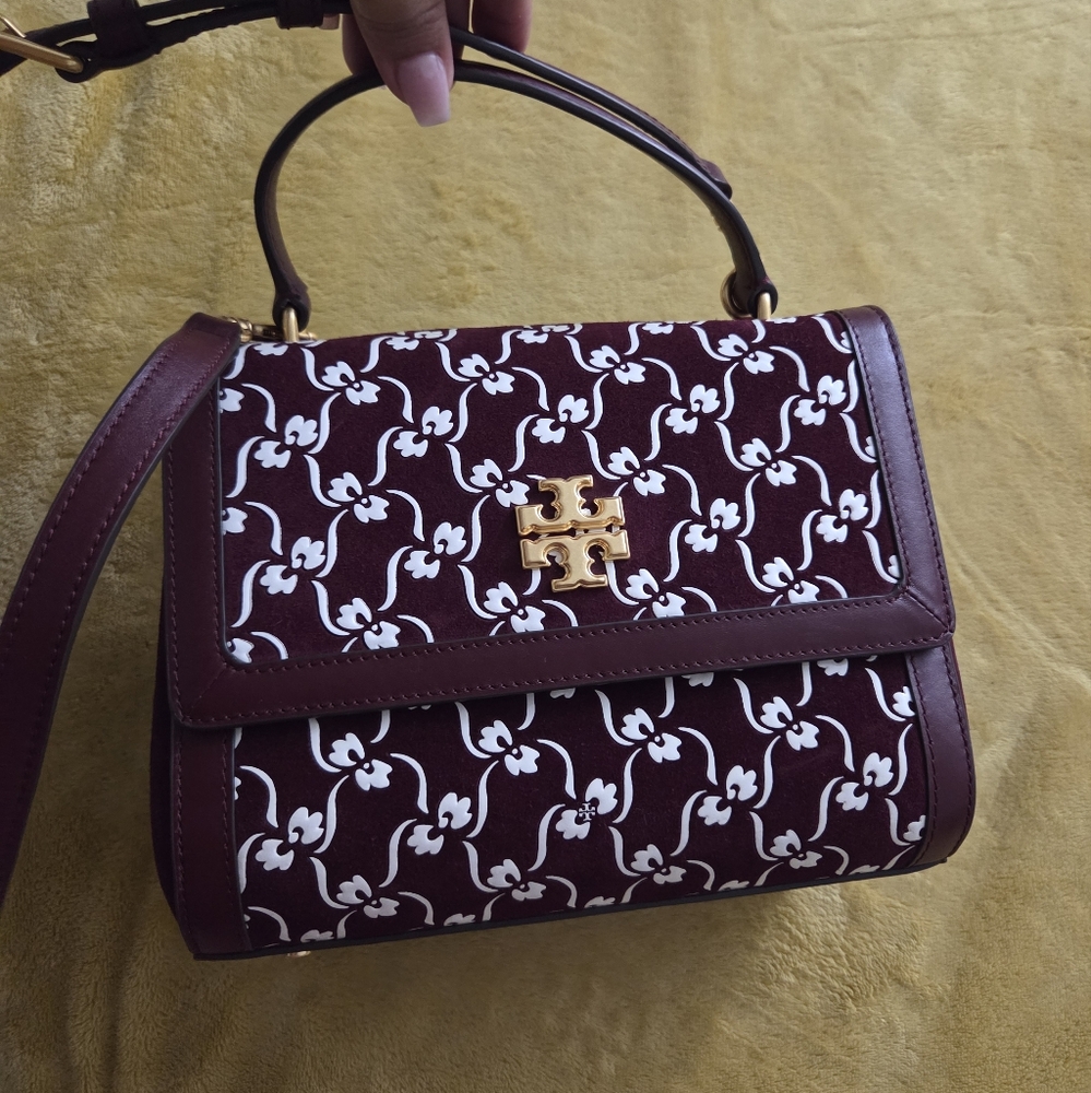 Tory Burch Burgundy and White Patterned Women's Bag